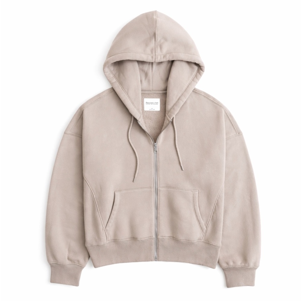 Abercrombie Sunday Full Zip Hoodie XS Brown Ribbed Soft Fleece A&F Women